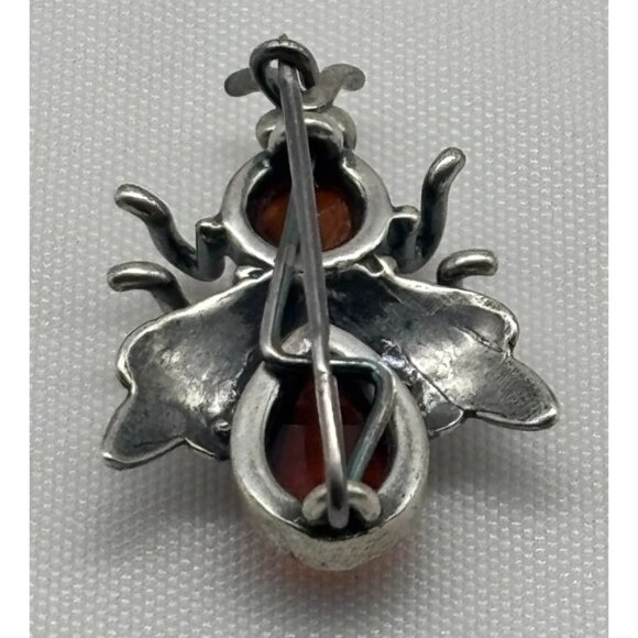 Vintage Sterling Silver .925 and Amber Bee Pin or Brooch, Marked "925" Unsigned~ - Picture 6 of 13